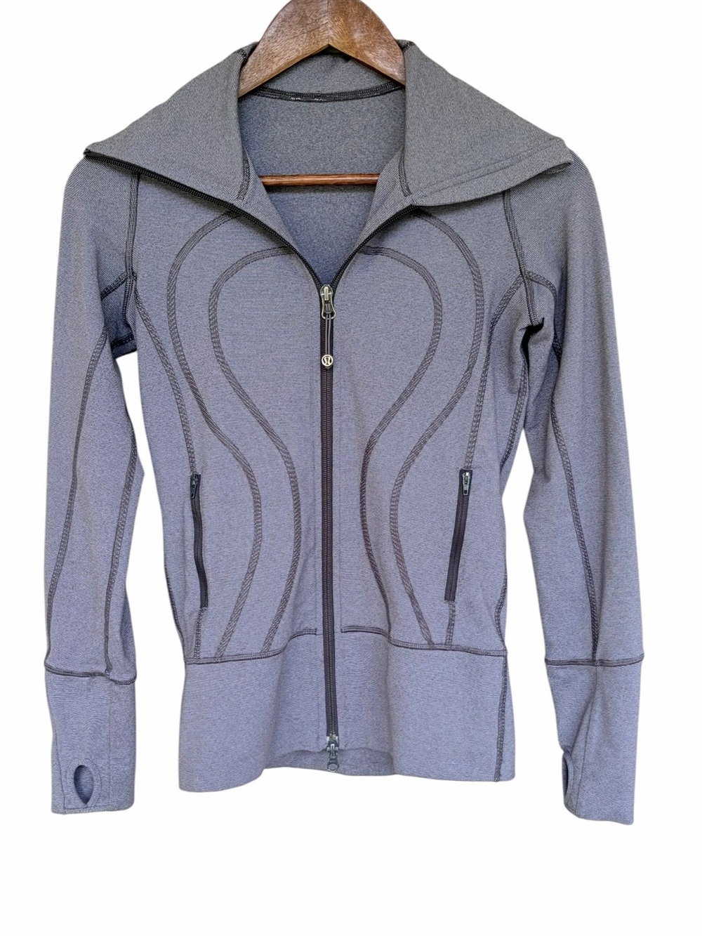 Lululemon In Stride Full Zip Jacket Heathered Slate Purple Gray 2